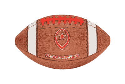 Horizontal image of Team Issue football with red laces and lettering