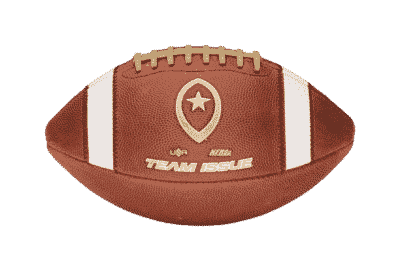 horizontal image of Team Issue football with gold logo