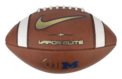 Michigan Wolverines vapor elite football with logos of Nike, Vapor Elite, Big Game, and Michigan