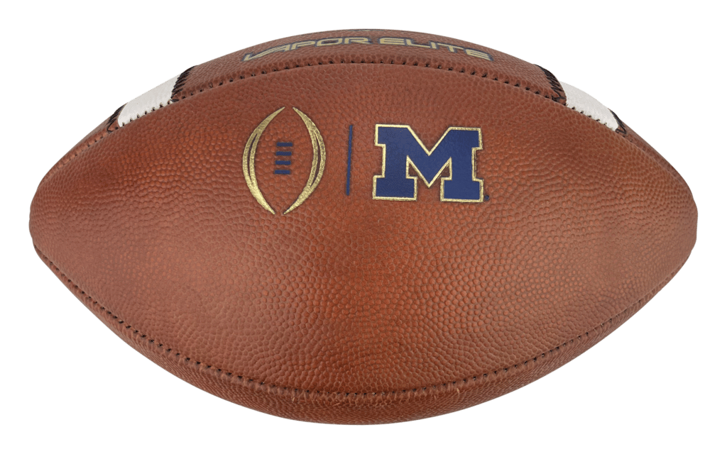 Michigan Wolverines vapor elite football with Big Game logo and Michigan logo
