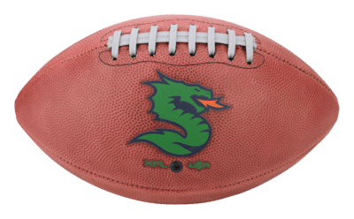 Football with green Seattle Sea Dragons logo for XFL