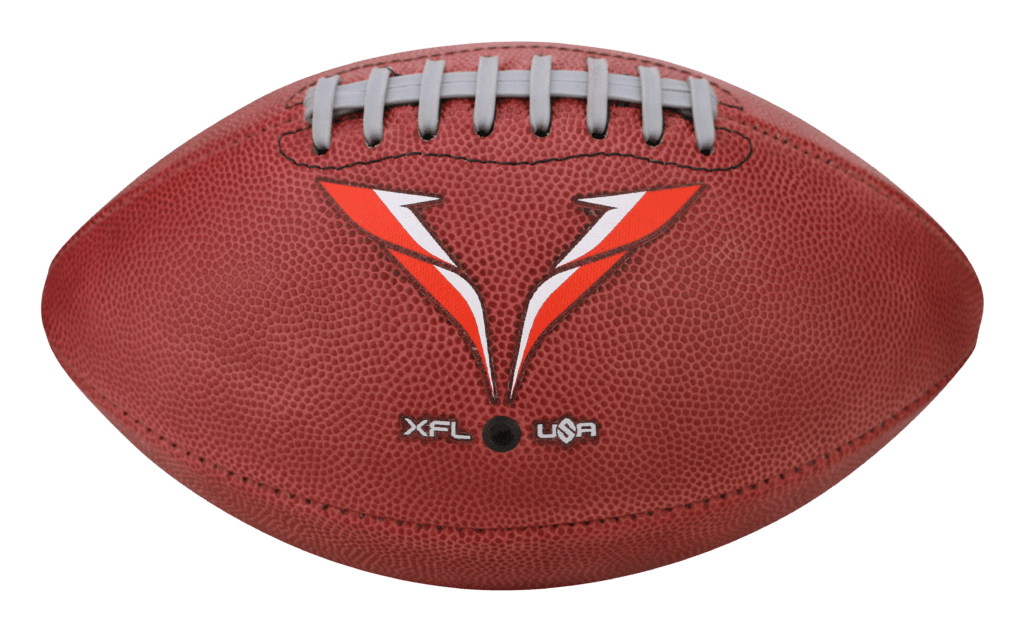 Football with orange and white Vegas Vipers logo for XFL