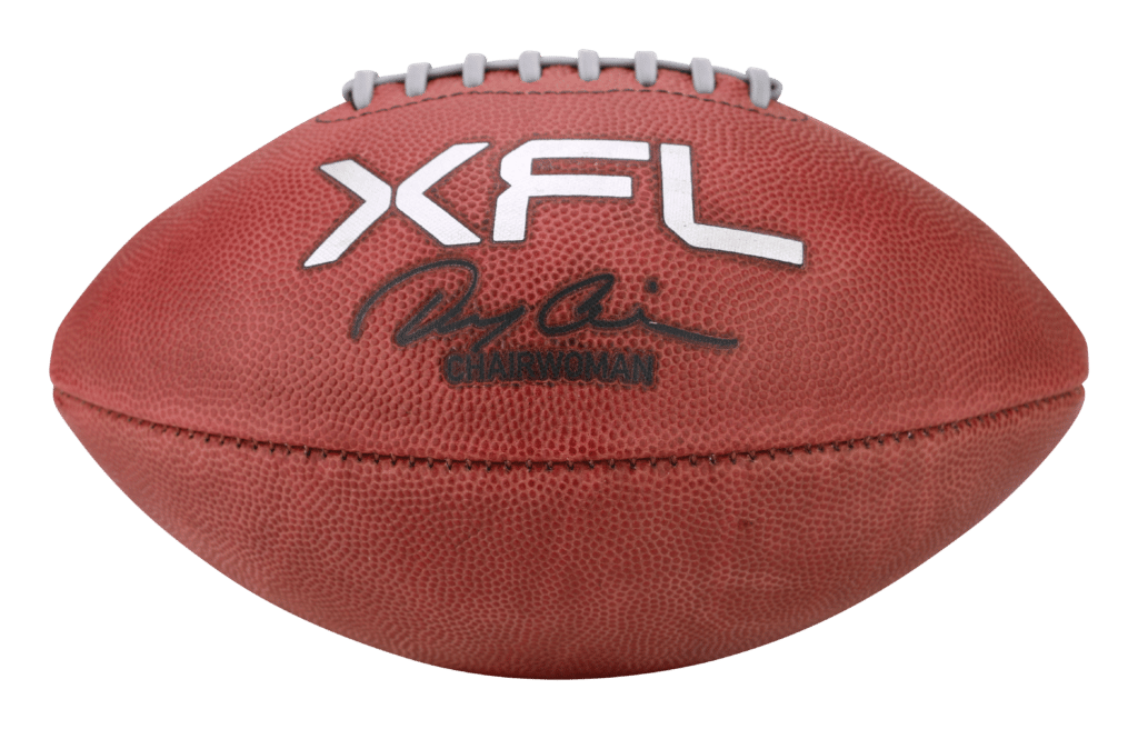 Side of football with XFL logo