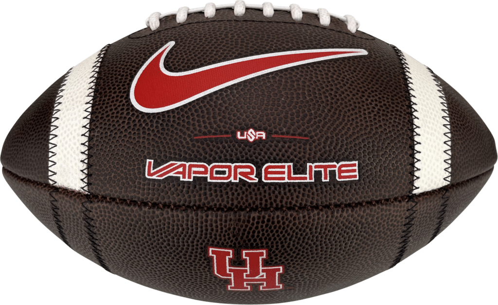 Side view of Black vapor elite football with red nike logo for Houston Cougars