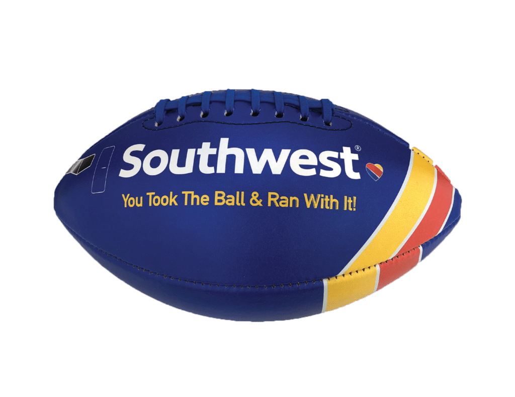 football with southwest airlines logo and company colors
