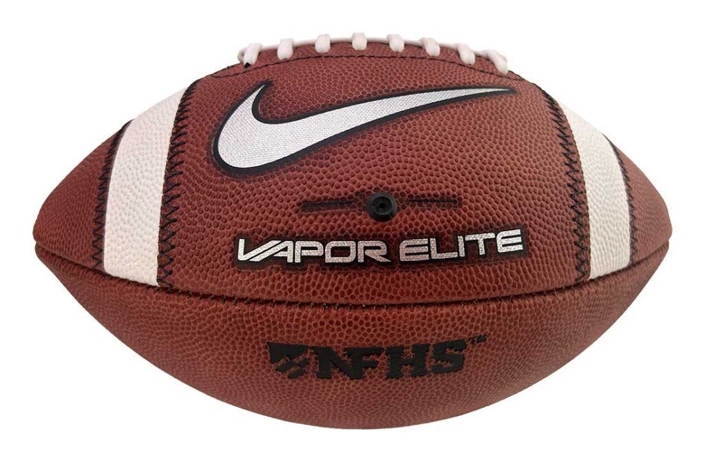 Nike Vapor Elite football with white laces and swoosh logo, NFHS branding visible