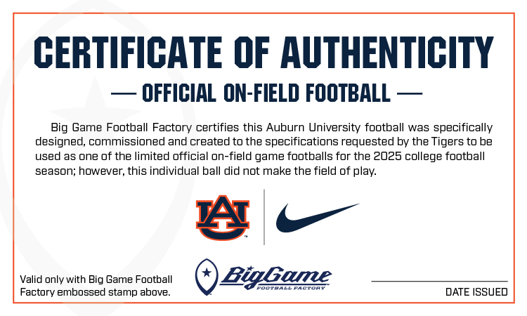Official 2025 Auburn Tigers Nike Vapor Elite Game Football