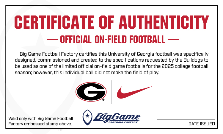 Official 2025 Georgia Bulldogs Nike Vapor Elite Game Football