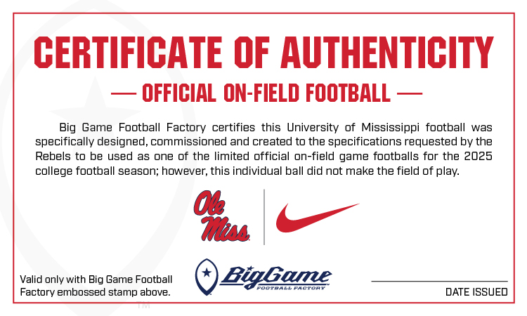 Official 2025 Ole Miss Rebels Nike Vapor Elite Game Football