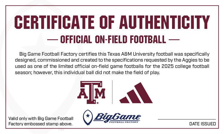 Official 2025 Texas A&M Aggies adidas Dime Game Football